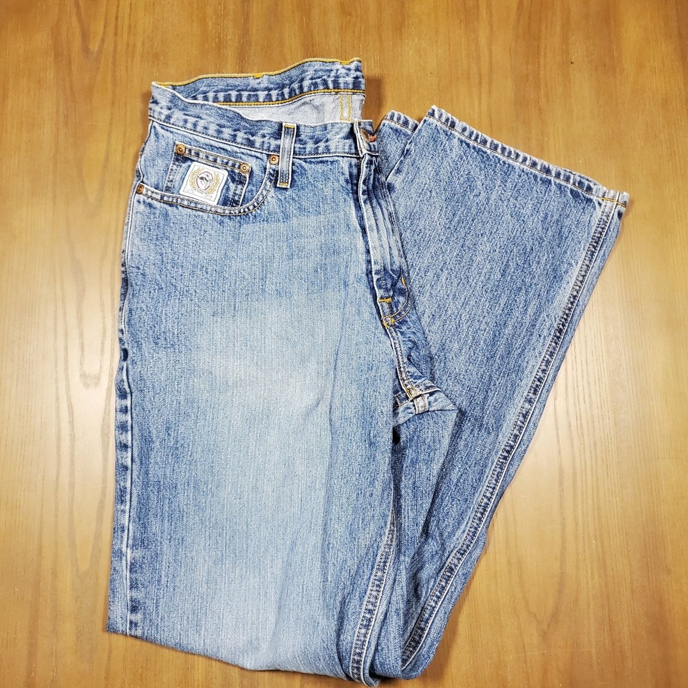 Cinch White Label Men's 100% Cotton Jeans 35x34 Blue Straight Leg Medium Wash